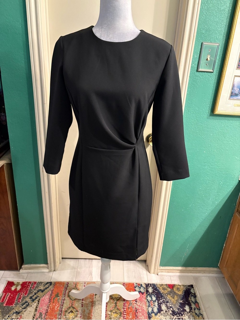 MNG Basic 439 Michelle Black 3/4 Sleeve Twist-Waist Dress